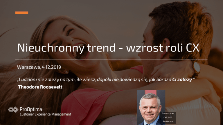 Nieuchronny trend - wzrost roli CX - Wystąpienie 4.12.2019 Tomasz Kras ProOptima