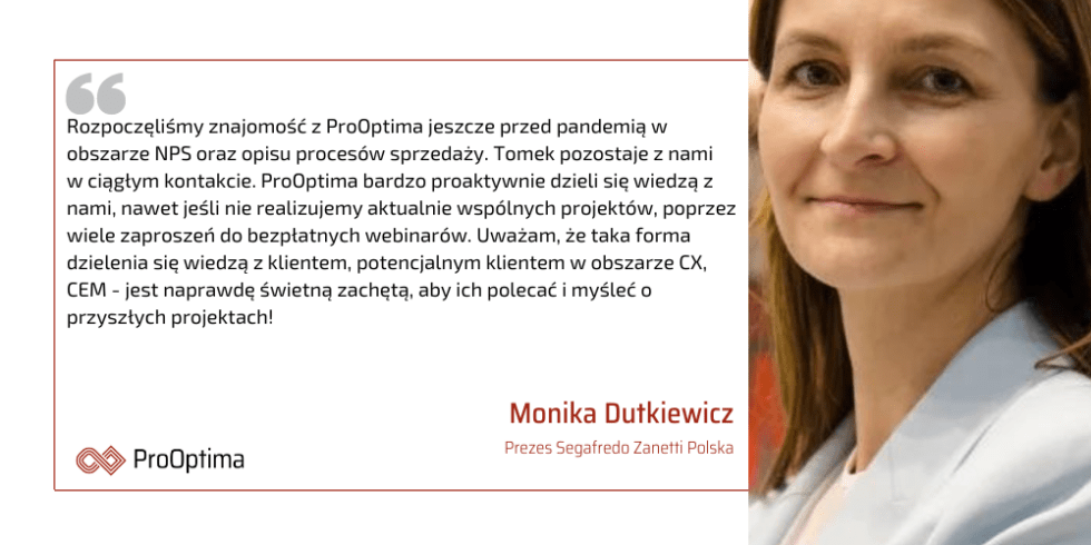 Monika Dutkiewicz prezes Segafredo Zanetti poleca współpracę z ProOptima